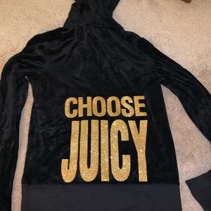 Juicy couture zip up velour sweat jacket w/ hood